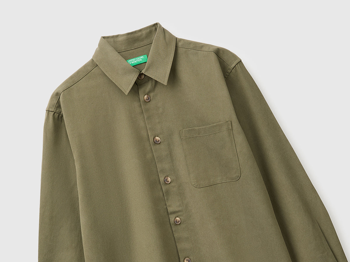 Camisa com bolso pequeno em lyocell e algodão - ucb_image_FY