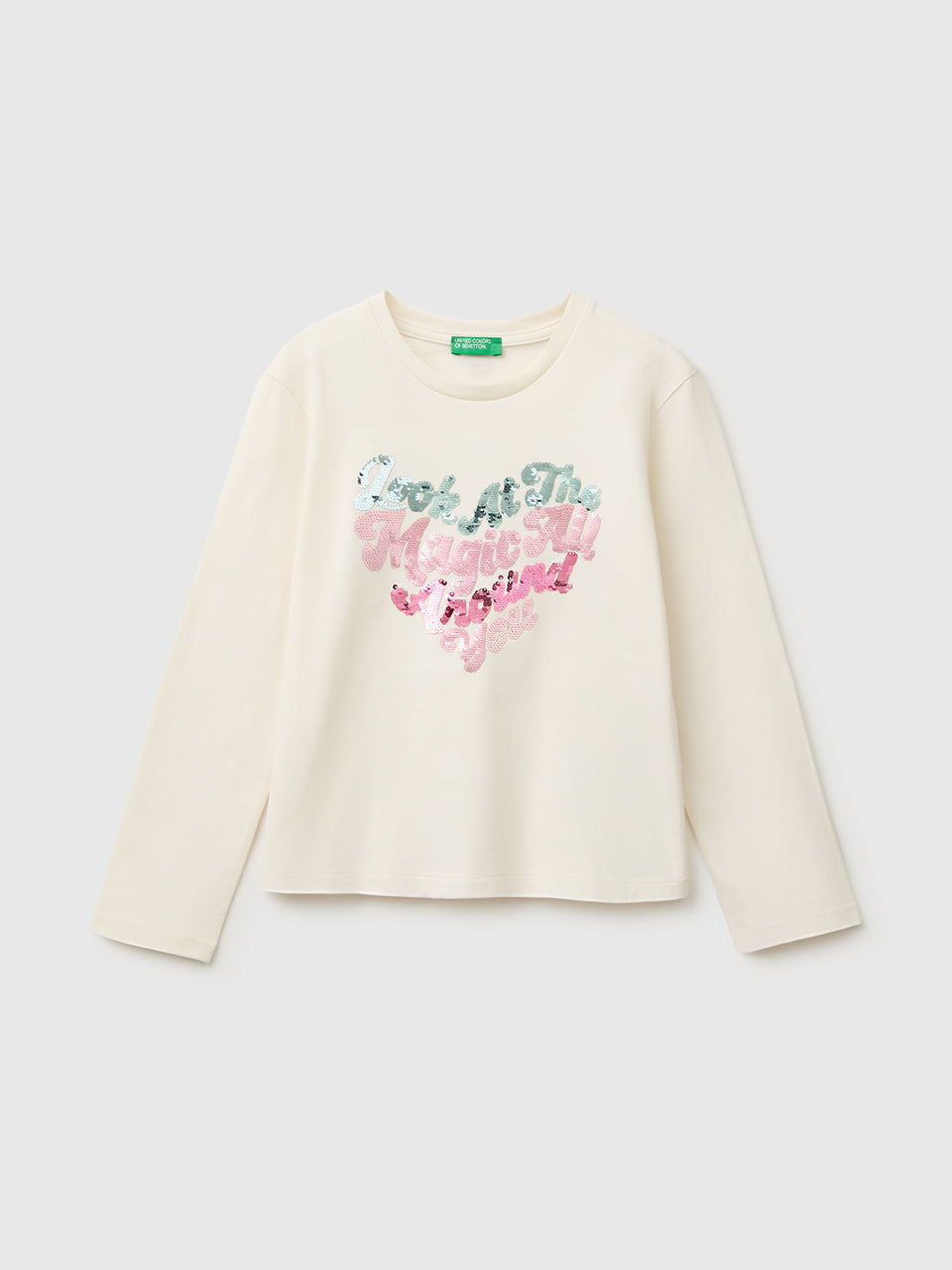 T-shirt em algodão orgânico quente com lantejoulas - ucb_image_FS