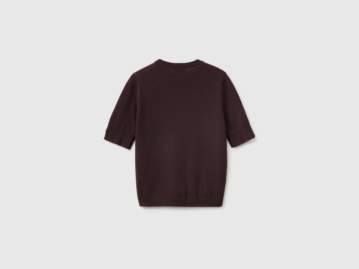 Camisola de manga curta cinza antracite em pura lã Merino - ucb_image_BS