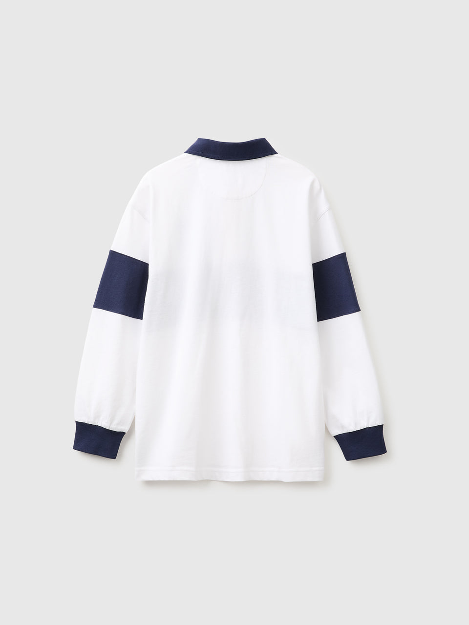 Polo branco e azul Benetton Rugby em algodão orgânico - ucb_image_BS