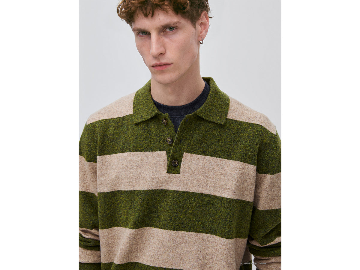 Striped knit polo shirt