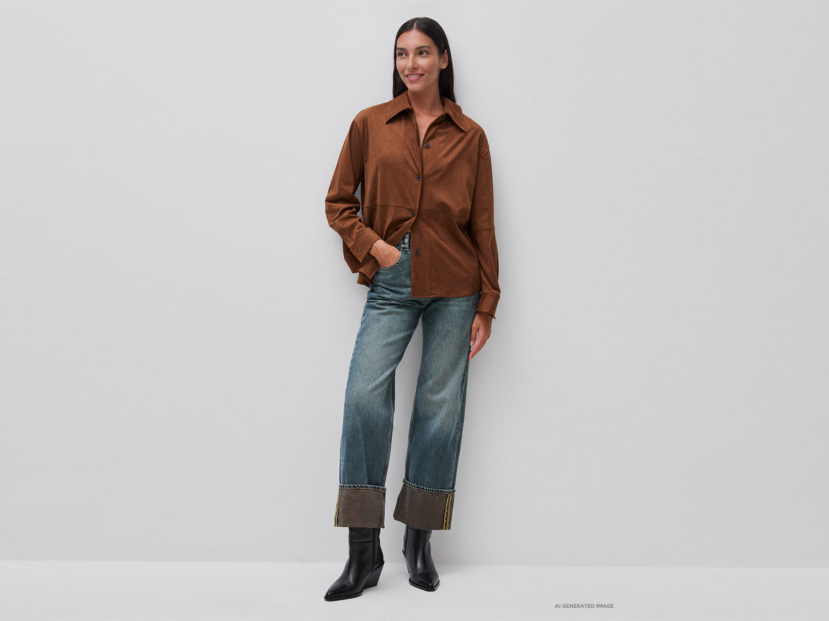Suede-effect shirt jacket