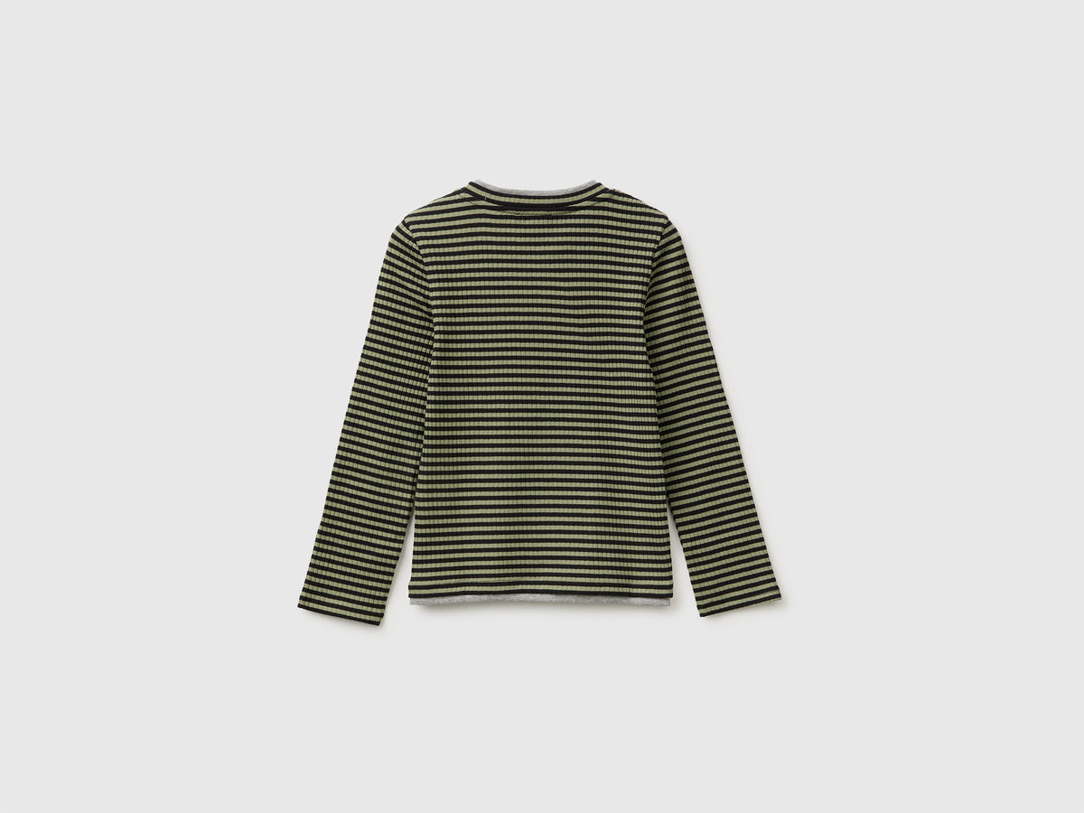 T-shirt com canelado riscado e bordado - ucb_image_BS