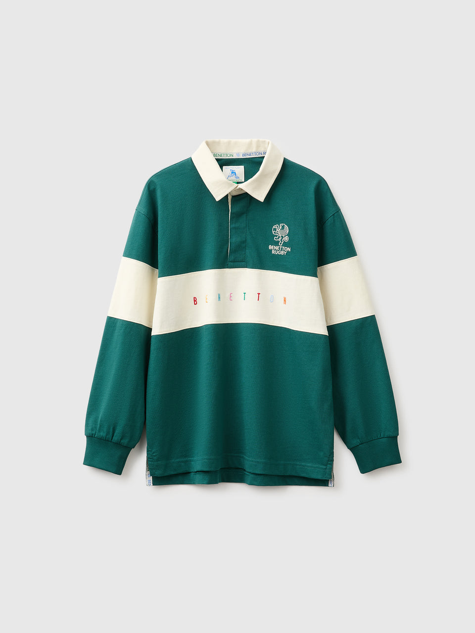 Polo verde-escuro Benetton Rugby em algodão orgânico - ucb_image_FS