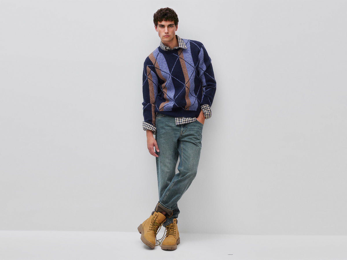 Camisola com riscas e losangos em mistura de lã e alpaca - ucb_image_FY