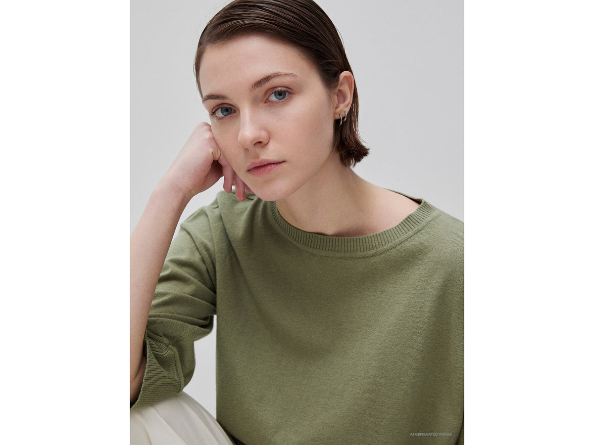 Camisola de gola redonda em algodão e lã - ucb_image_FY