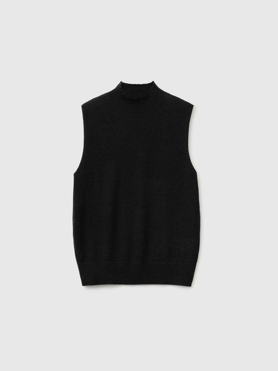 Camisola de gola alta sem mangas em mistura de lã ultraligeira - ucb_image_FS