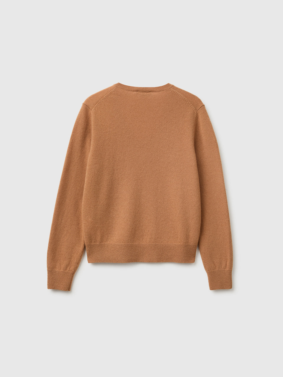 Camisola decote em V cor camel em pura lã Merino - ucb_image_BS