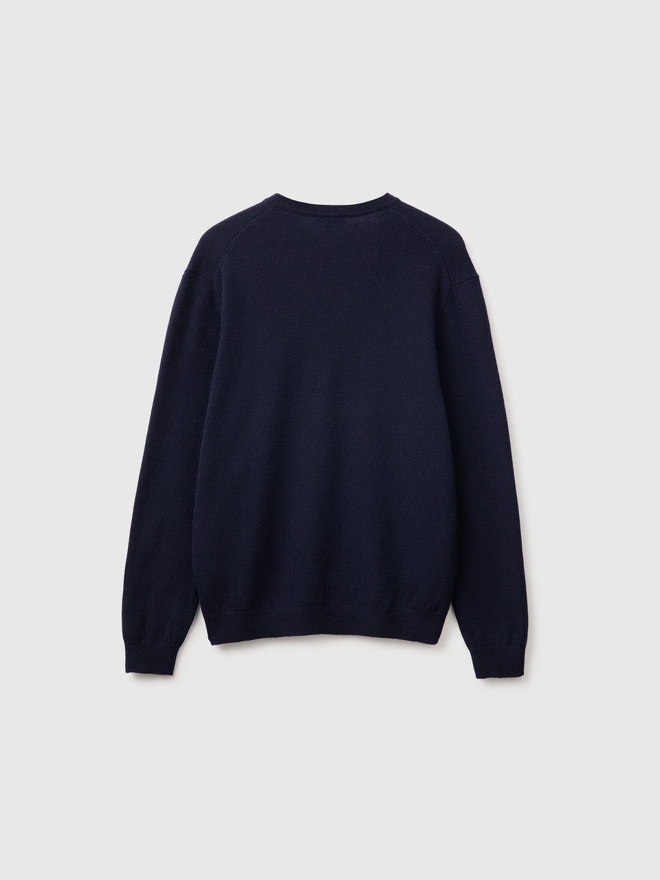 Camisola decote em V azul da meia-noite em pura lã Merino - ucb_image_BS