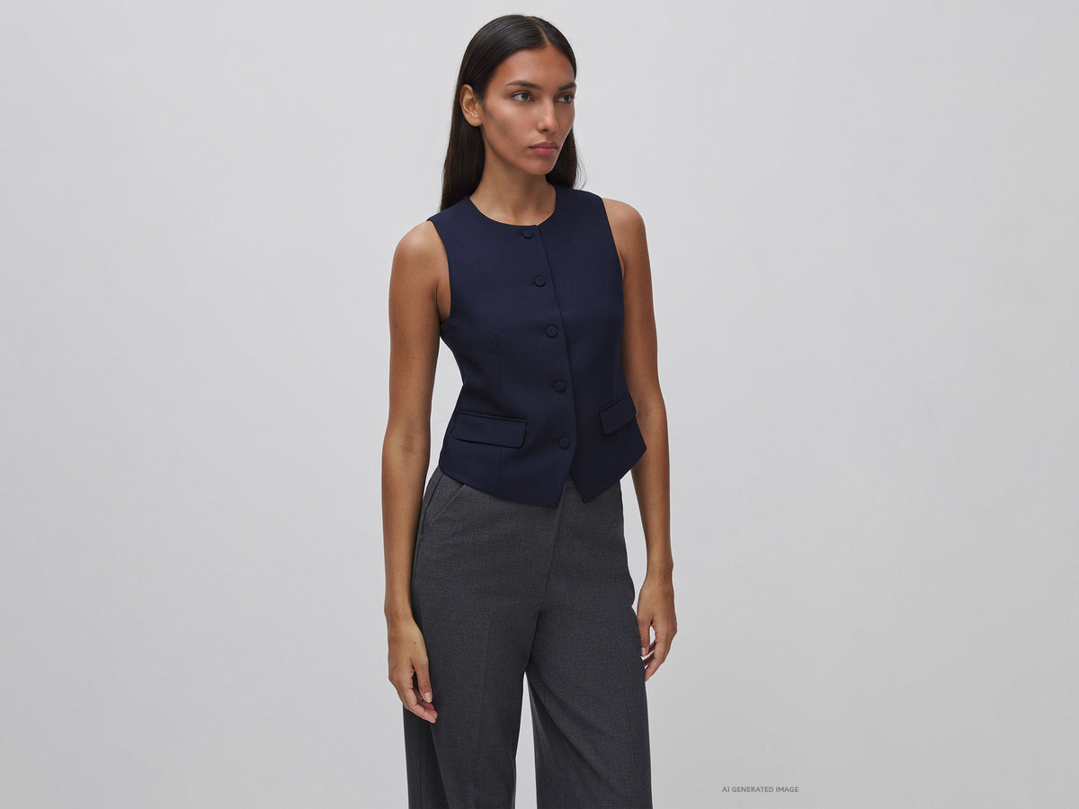 Colete de gola redonda com botões - ucb_image_F