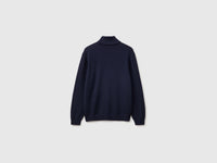Camisola de gola alta azul da meia-noite em pura lã Merino - ucb_image_BS