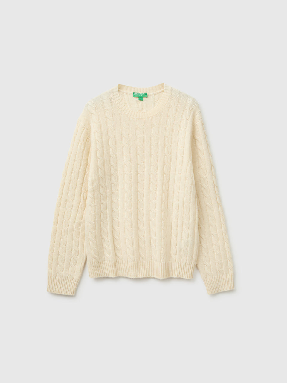 Camisola de gola redonda com tranças em mistura de lã - ucb_image_FS