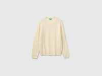 Camisola de gola redonda com tranças em mistura de lã - ucb_image_FS