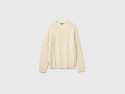 Camisola de gola redonda com tranças em mistura de lã - ucb_image_FS