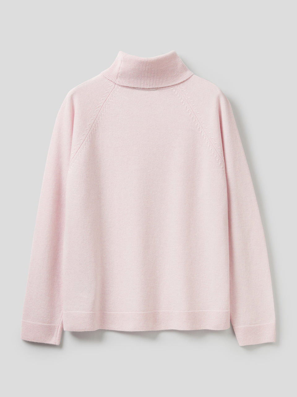 Camisola de gola alta rosa-claro em mistura de lã e caxemira. - ucb_image_BS