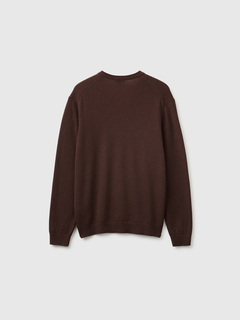 Camisola decote em V castanho-escuro em pura lã Merino - ucb_image_BS