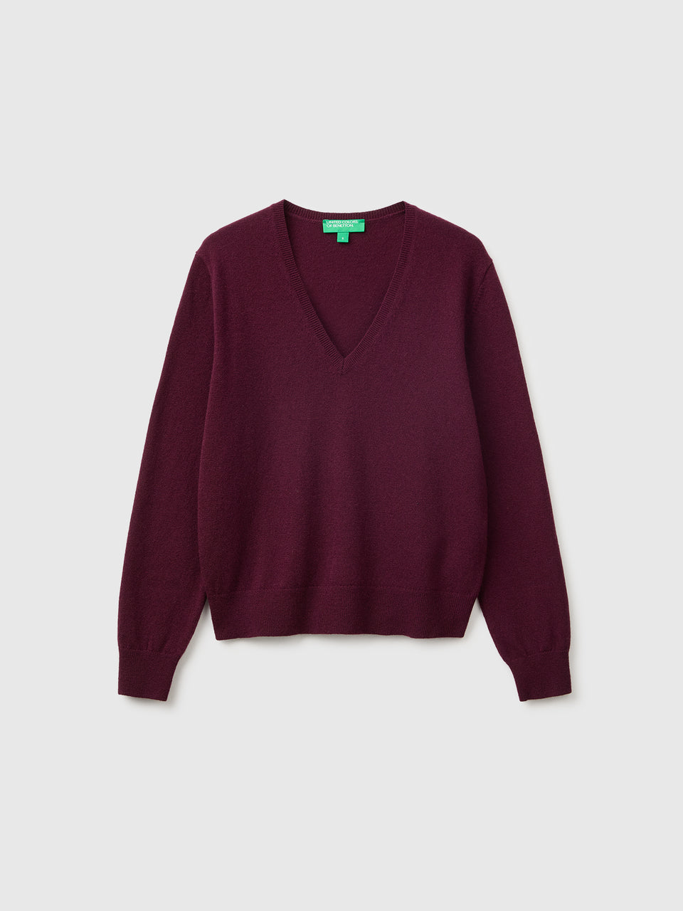 Camisola decote em V ameixa em pura lã Merino - ucb_image_FS