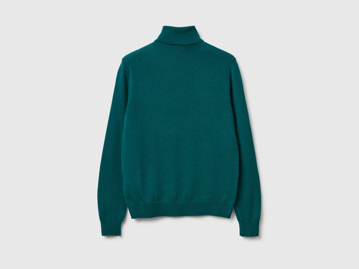 Camisola de gola alta verde em pura lã Merino - ucb_image_BS