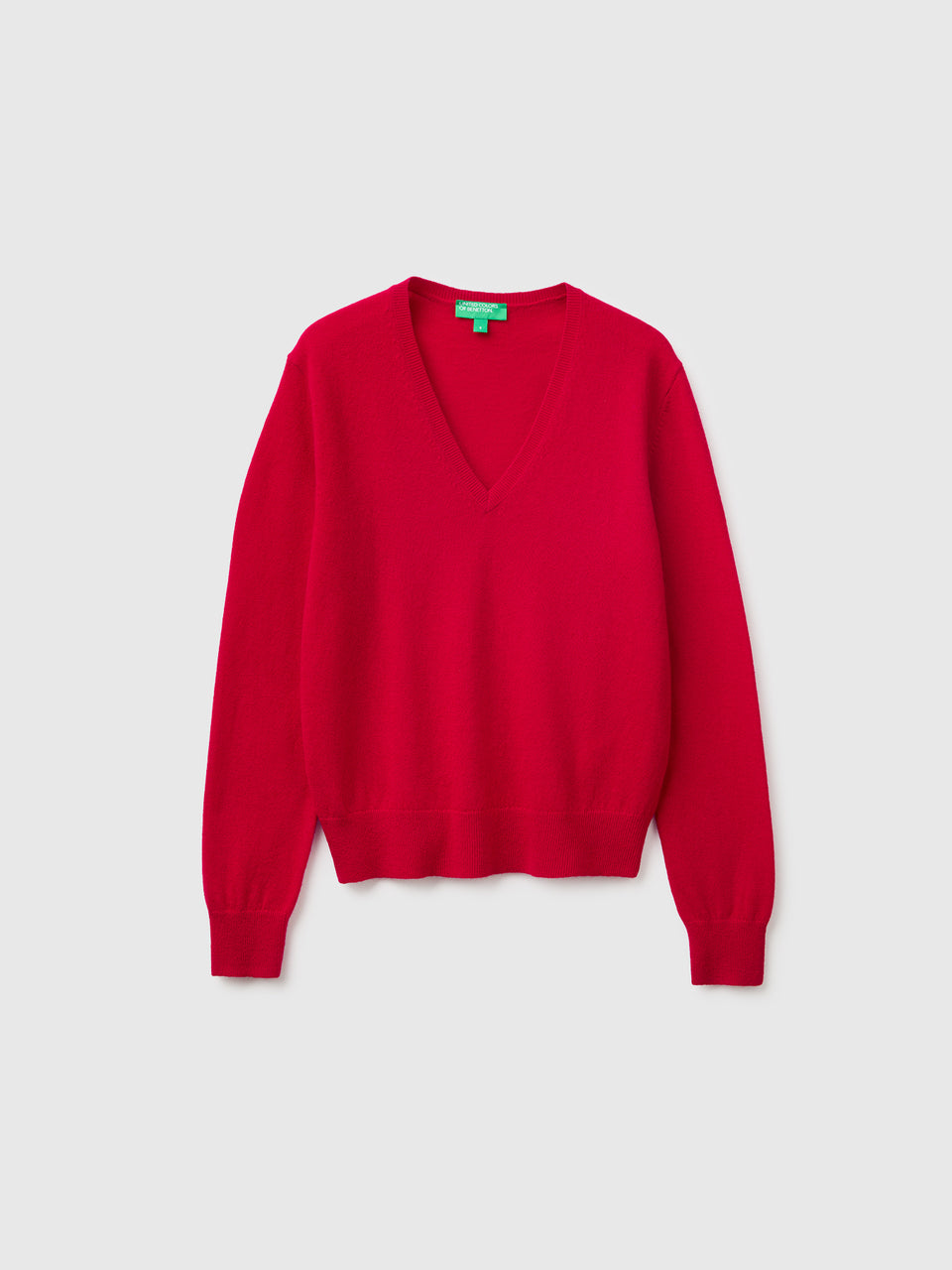 Camisola decote em V vermelho-ameixa em pura lã Merino - ucb_image_FS