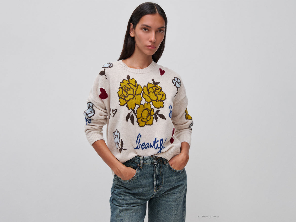 Camisola 100% lã com intársia floral - ucb_image_F