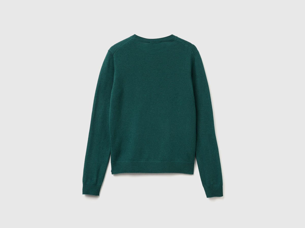 Camisola de gola redonda verde em lã Merino - ucb_image_BS