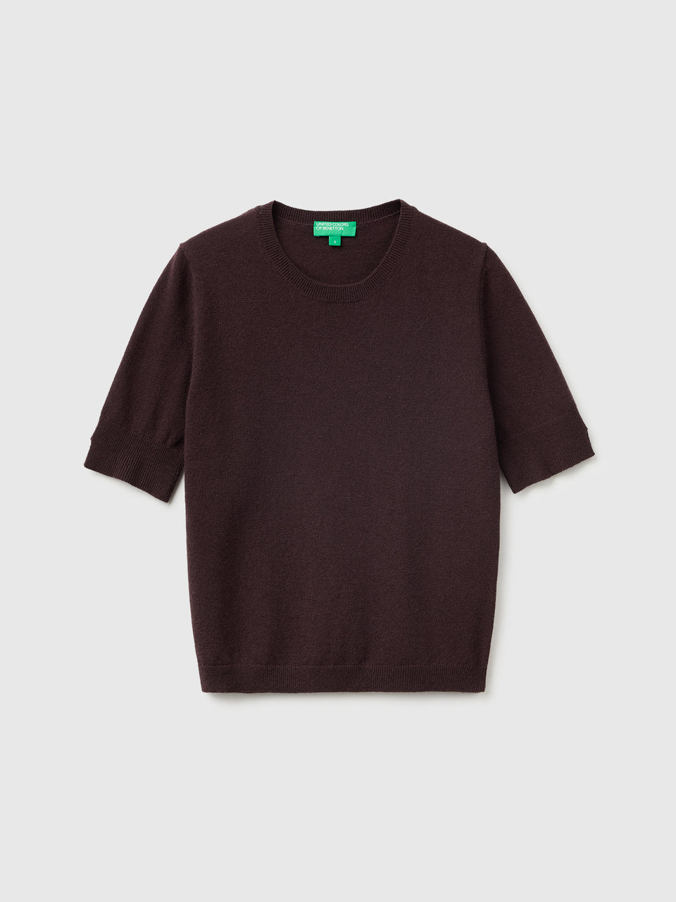 Camisola de manga curta cinza antracite em pura lã Merino     - ucb_image_FS