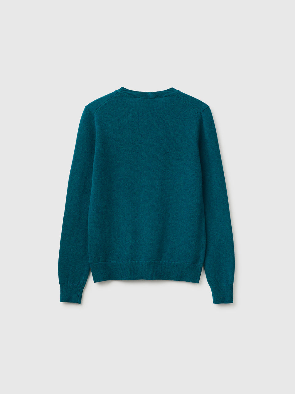 Camisola de gola redonda azul-petróleo em pura lã Merino - ucb_image_BS