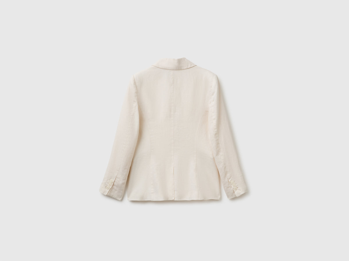 Blazer de abotoadura simples em linho puro - ucb_image_BS