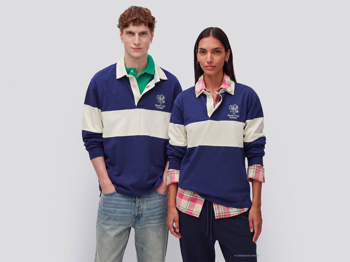 Polo azul-escuro Benetton Rugby 100% algodão - ucb_image_F