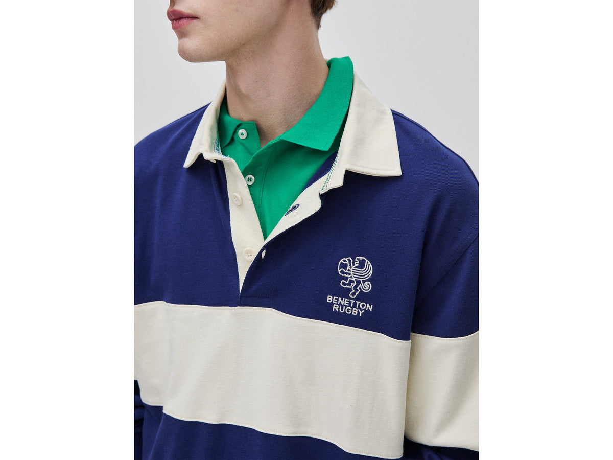 Polo azul-escuro Benetton Rugby 100% algodão - ucb_image_FY