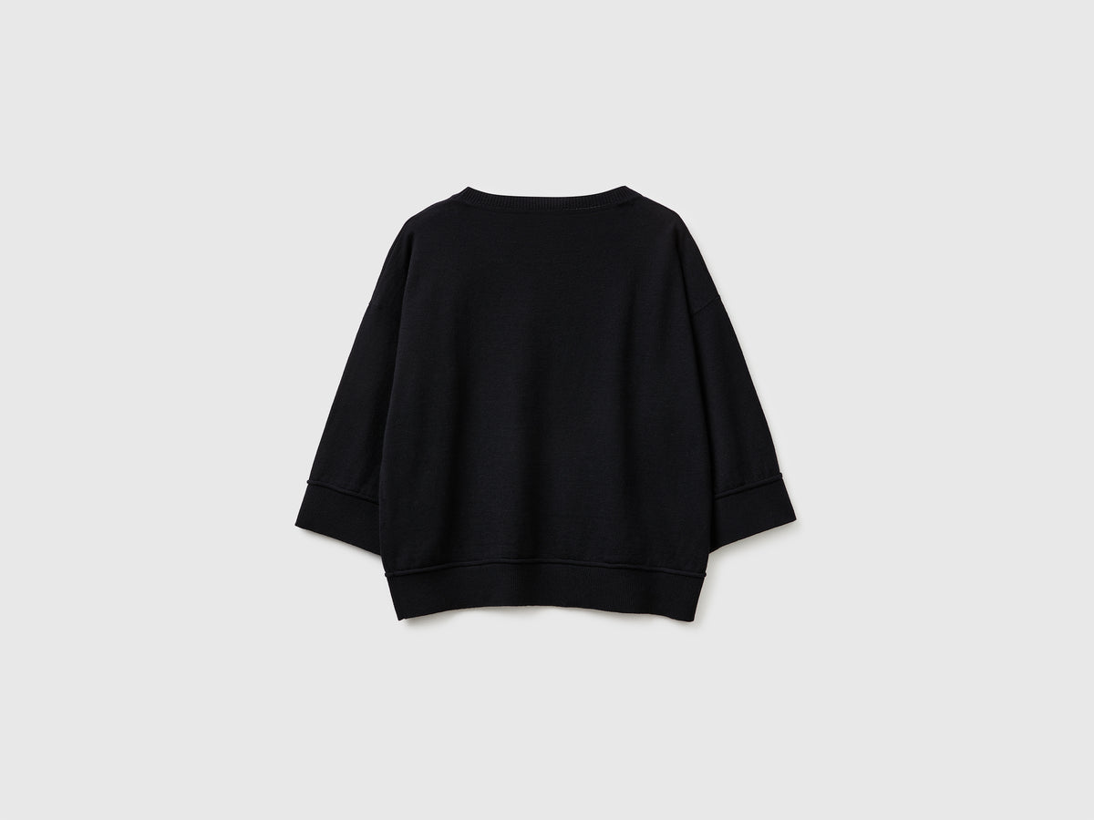 Camisola de gola redonda em algodão e lã - ucb_image_BS