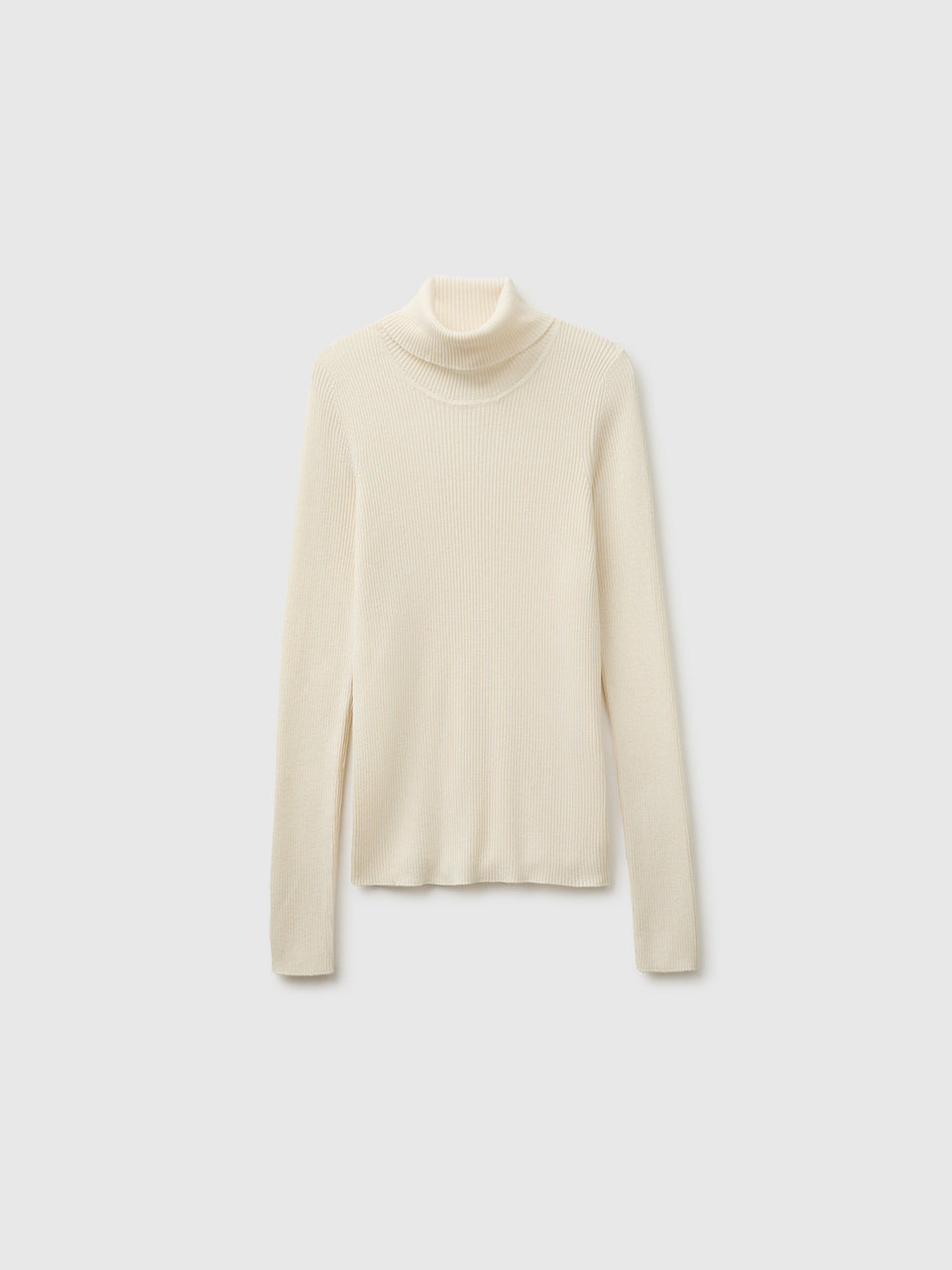 Camisola de gola alta canelada em mistura de seda e lã - ucb_image_FS