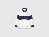 Polo branco e azul Benetton Rugby em algodão orgânico - ucb_image_FS