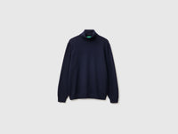 Camisola de gola alta azul da meia-noite em pura lã Merino - ucb_image_FS