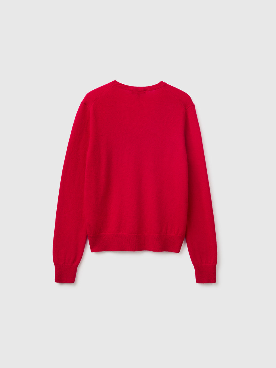 Camisola decote em V vermelho-ameixa em pura lã Merino - ucb_image_BS