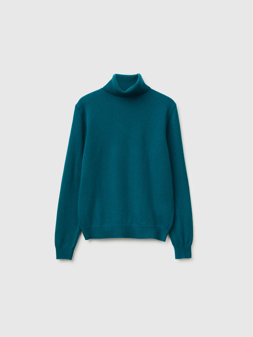 Camisola de gola alta azul-petróleo em pura lã Merino - ucb_image_FS