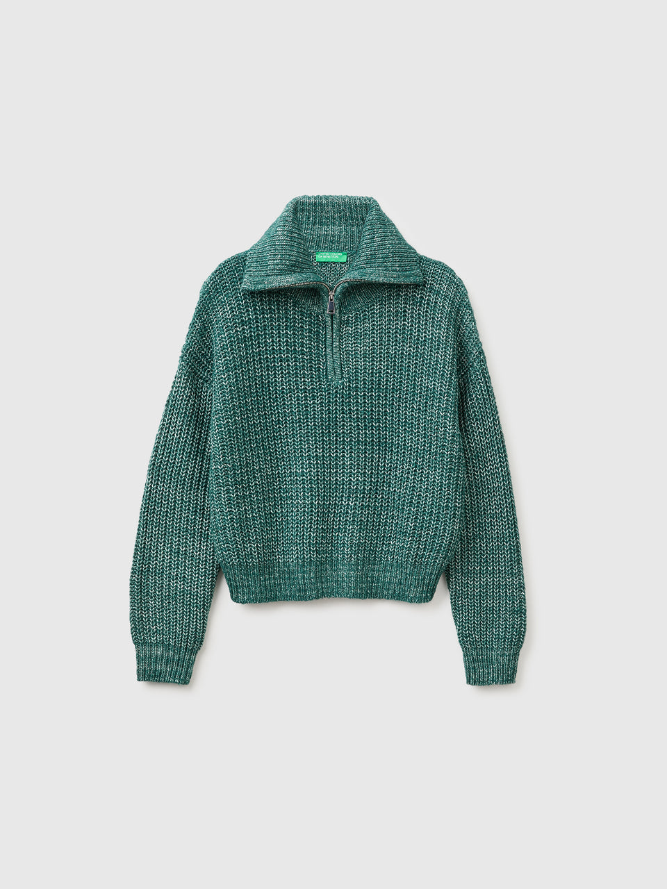 Camisola mélange com gola alta e meio fecho de correr - ucb_image_FS