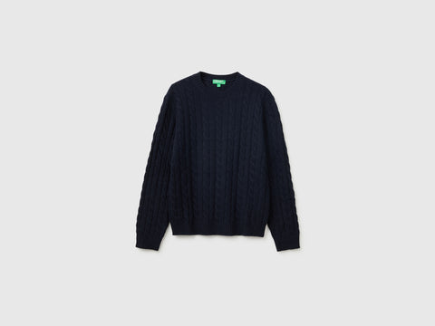 Camisola de gola redonda com tranças em mistura de lã - ucb_image_FS