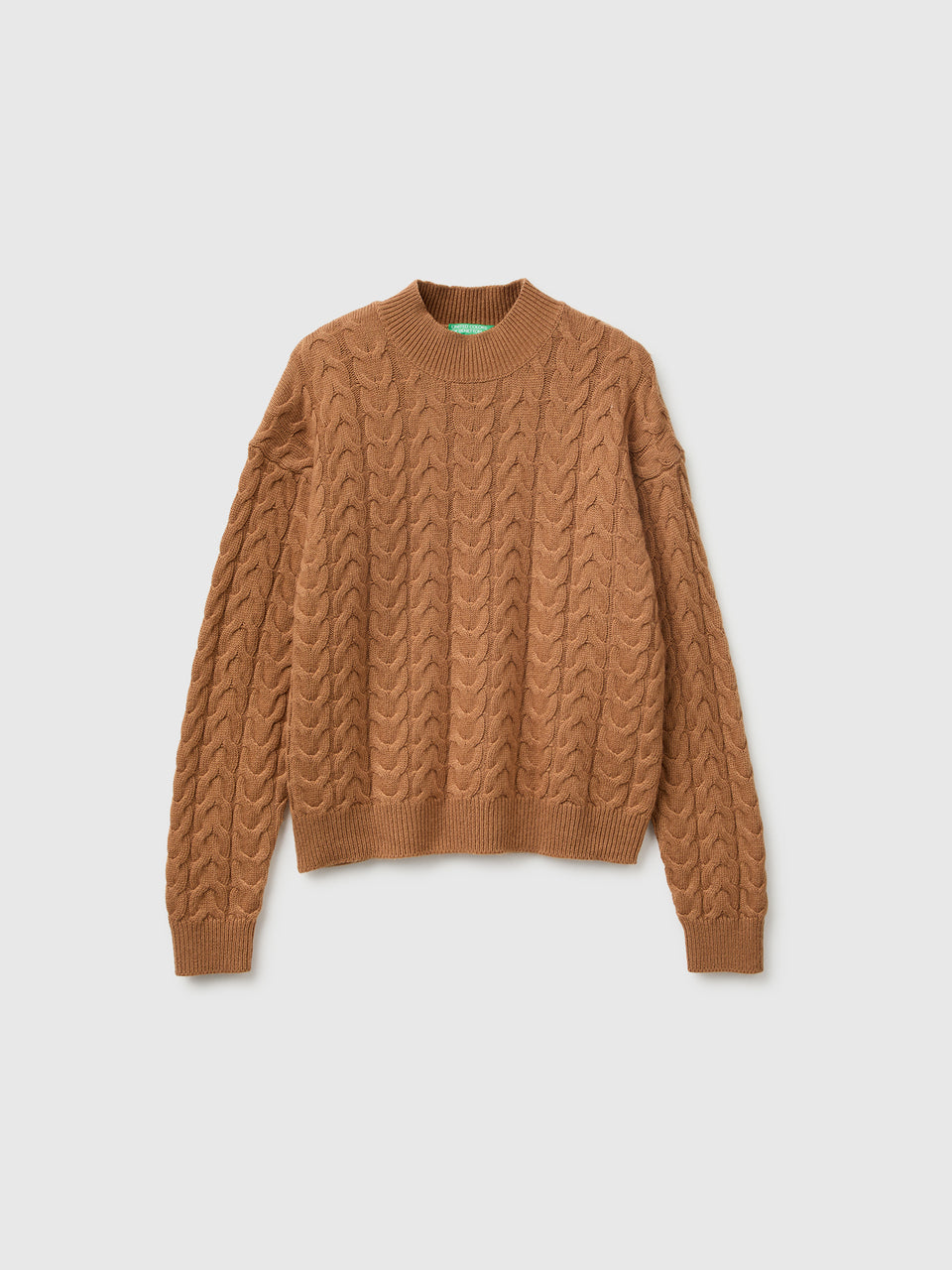 Camisola de gola alta com tranças em mistura de lã e caxemira - ucb_image_FS