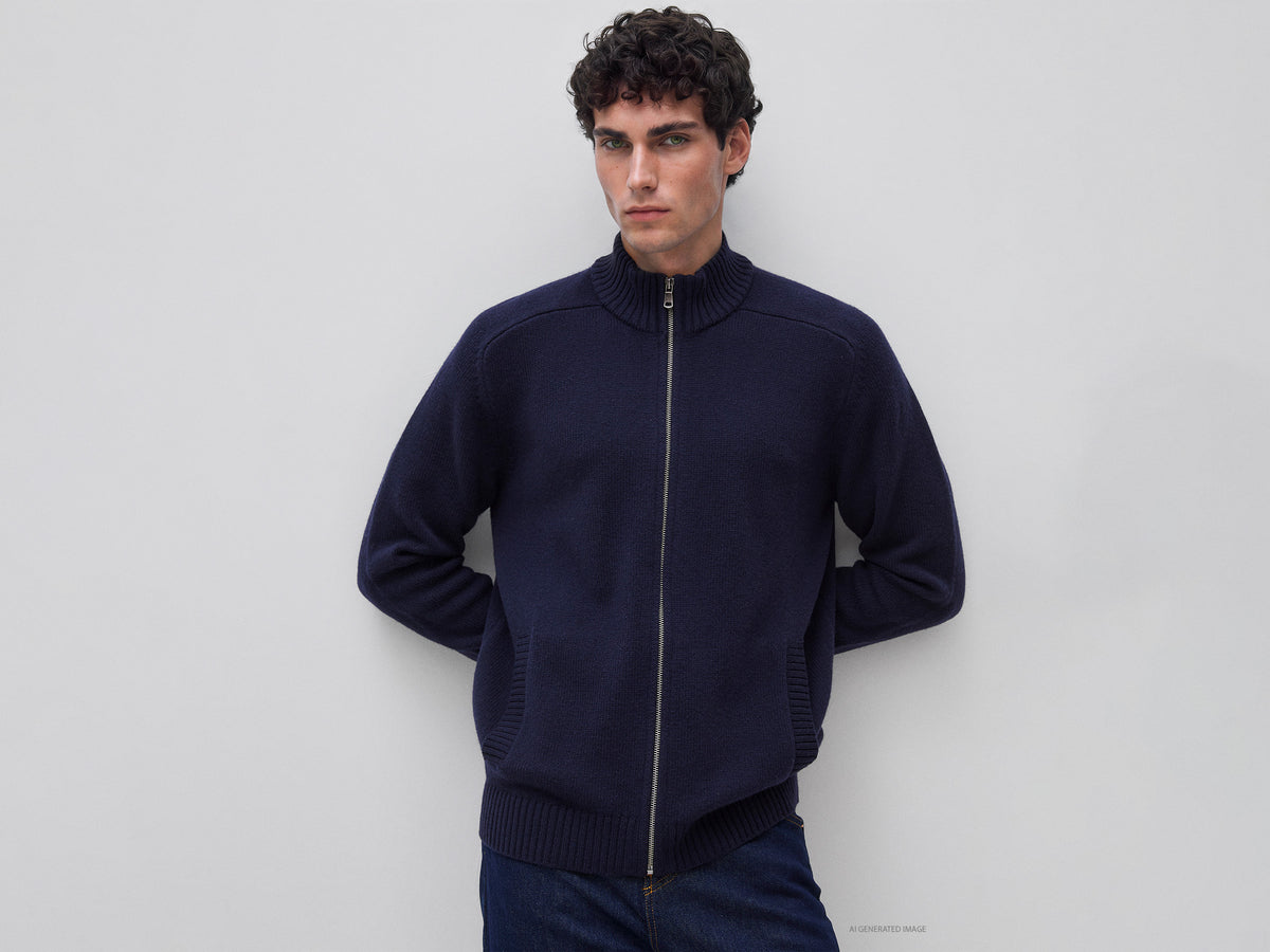 100% Merino wool zip cardigan