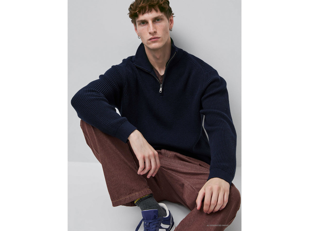 Wool blend half-zip sweater