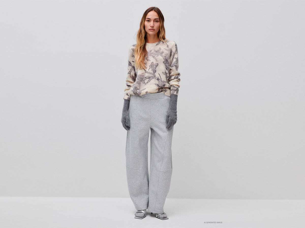Floral sweater in mohair and wool blend
