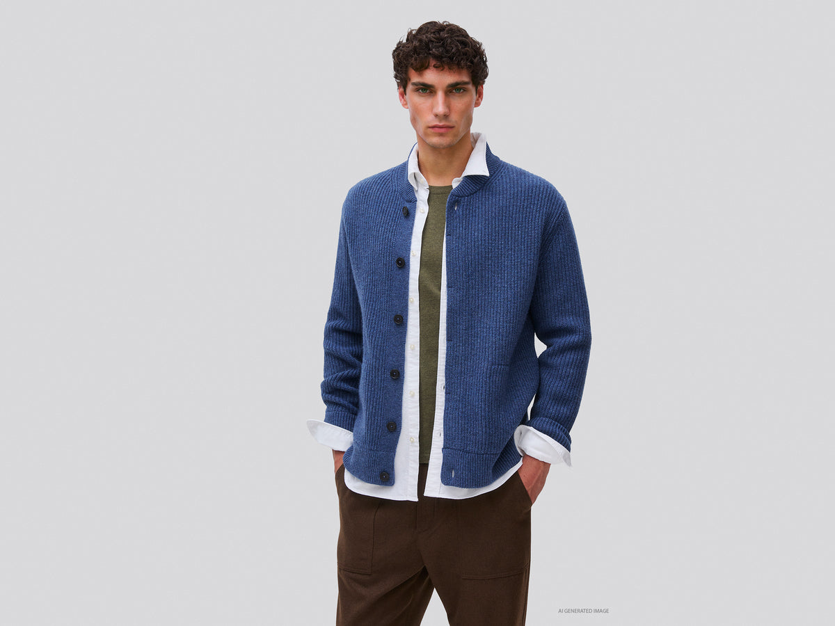 Wool blend knit bomber jacket