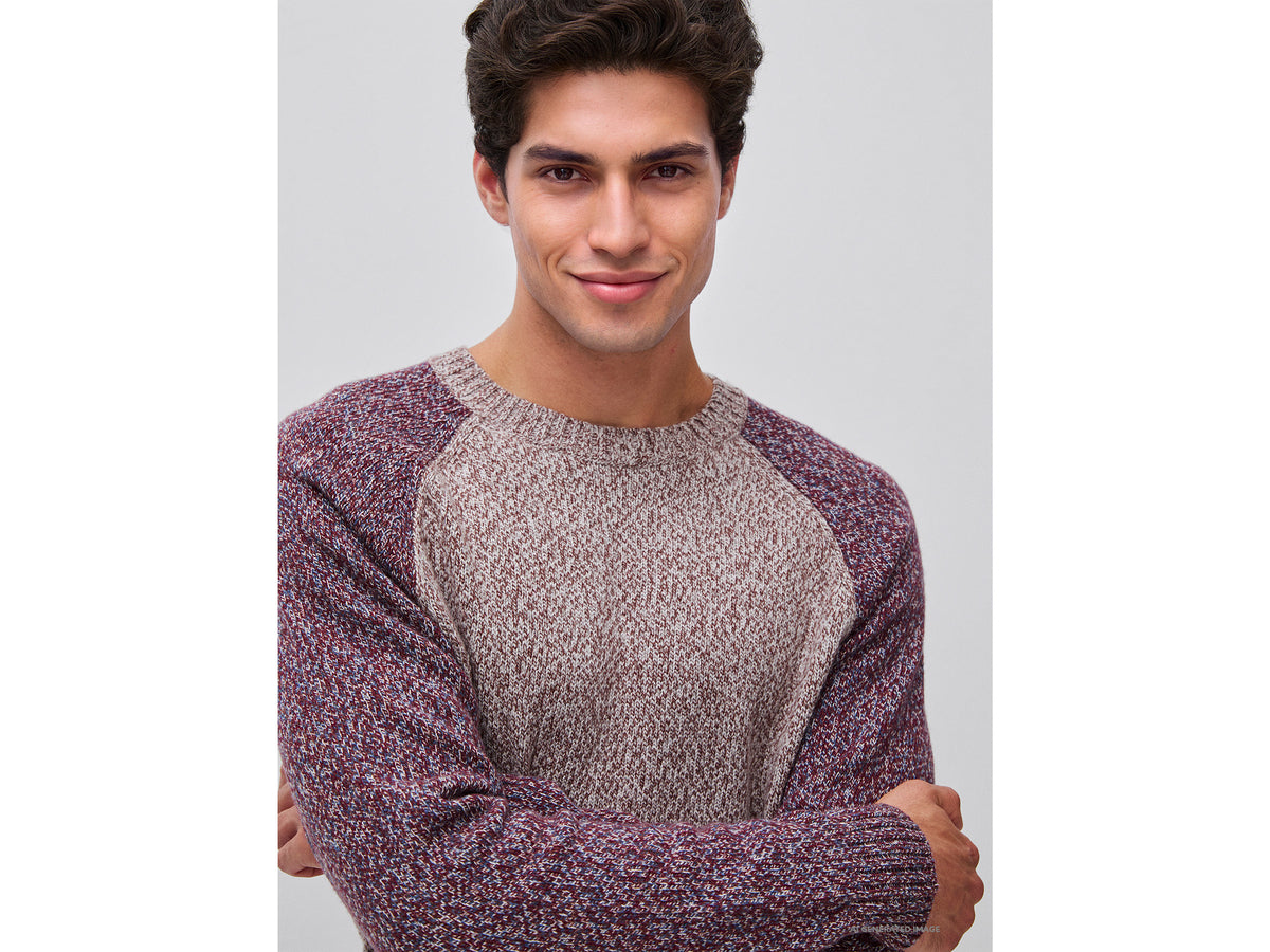 Color block sweater in wool blend