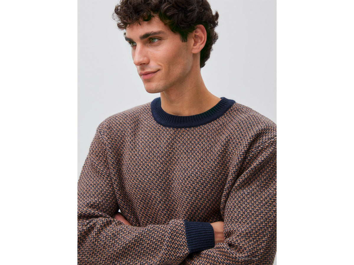 Wool and cotton blend jacquard sweater