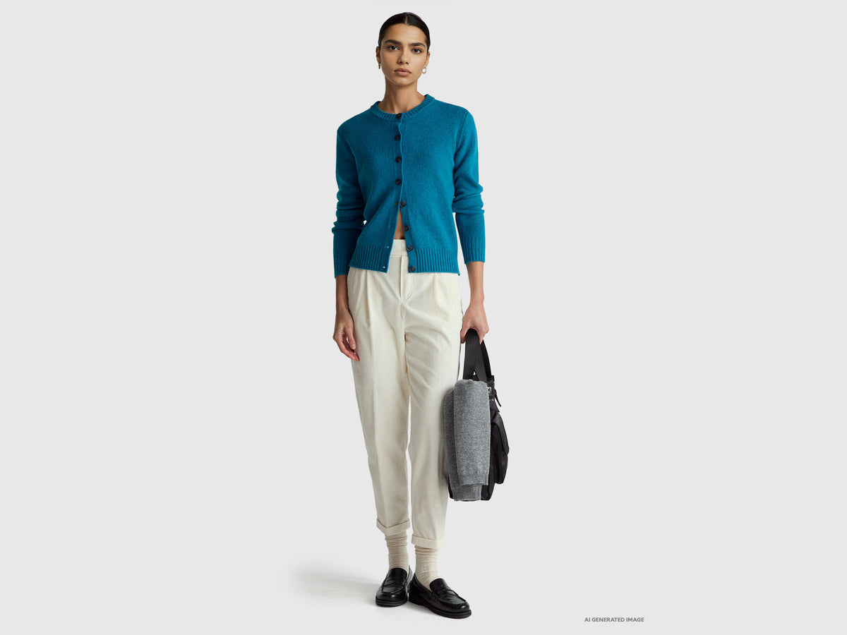 Chinos in velvet with stretch waist