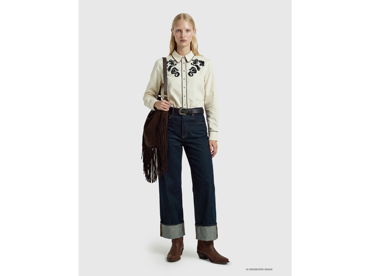 Cropped jeans with turn-ups, rinse wash