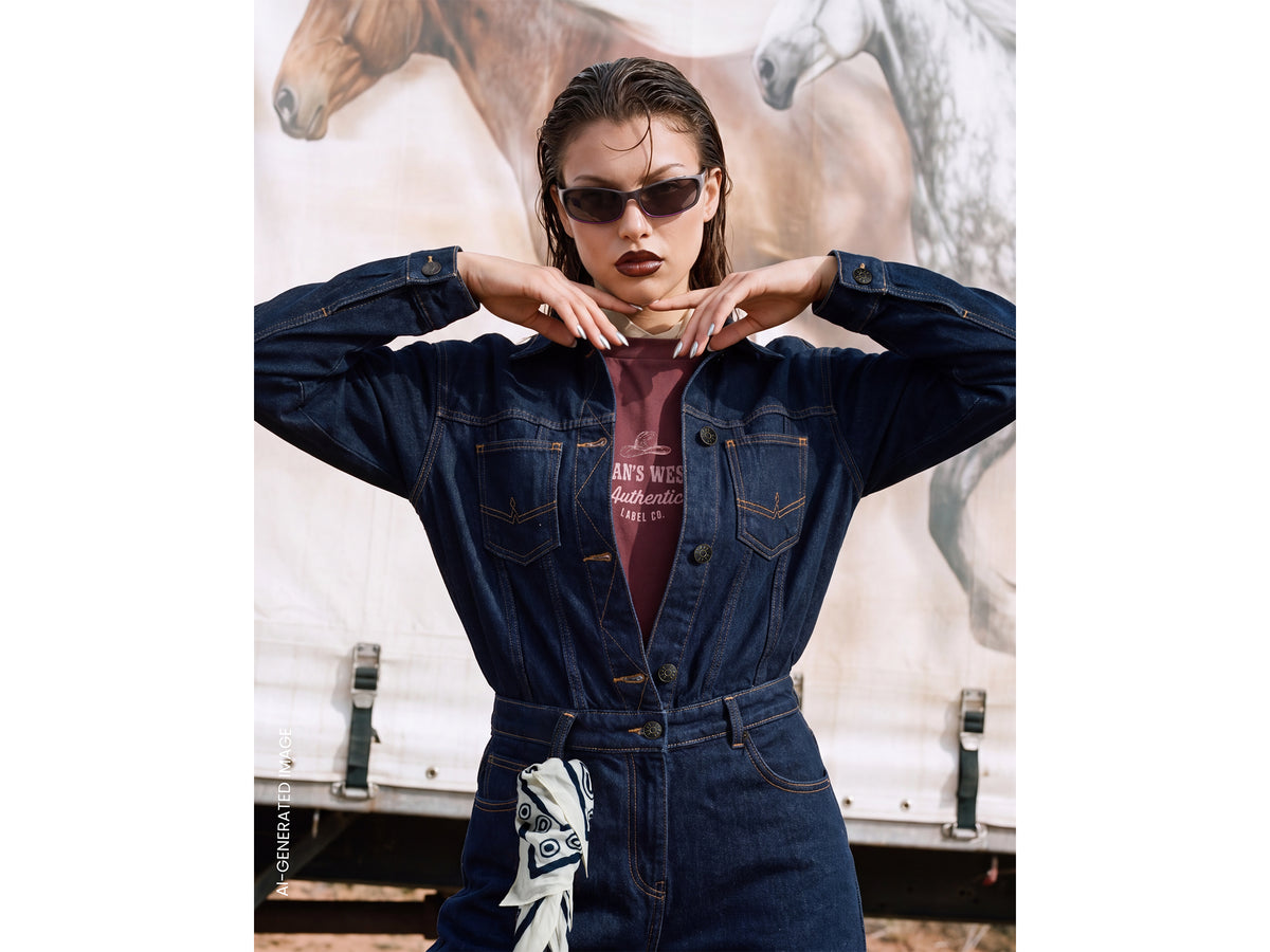 Wide-fit rinse-wash denim overalls