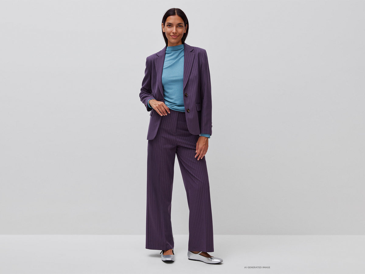 Wide pinstriped trousers