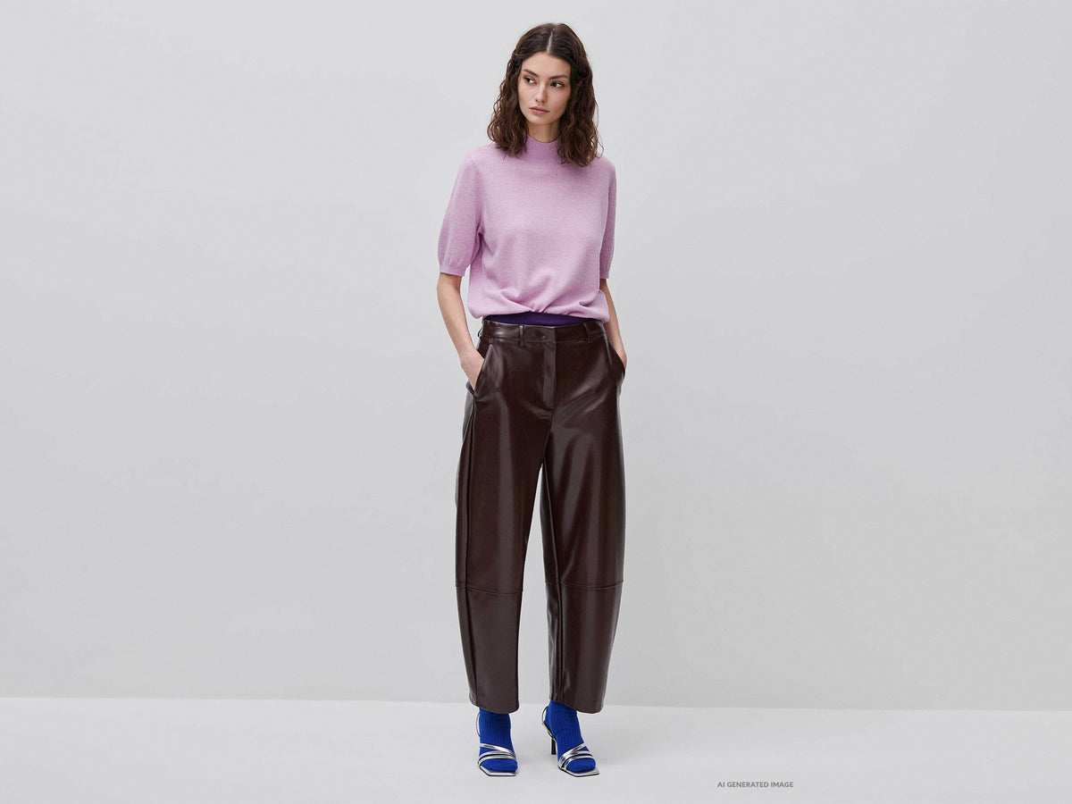 Barrel fit trousers in coated fabric
